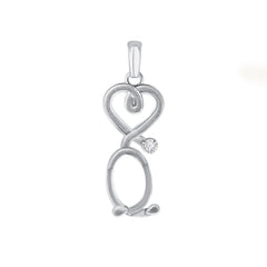 Heart-Shaped Stethoscope Pendant Necklace in Solid Sterling Silver