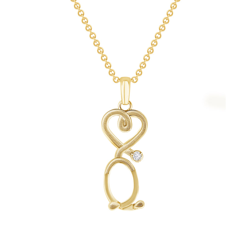 Heart-Shaped Stethoscope Pendant Necklace in Solid Gold