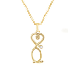 Heart-Shaped Stethoscope Pendant Necklace in Solid Gold