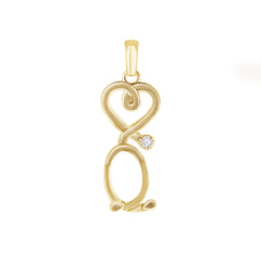 Heart-Shaped Stethoscope Pendant Necklace in Solid Gold