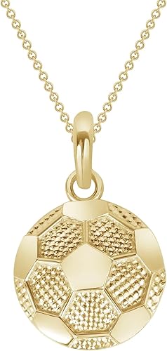 Small Flat Soccer Ball Pendant - Gold Plated Vermeil 925 Sterling Silver Pendant