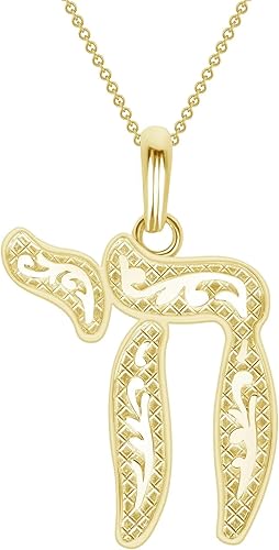 Gold Plated Jewish Chai Pendant- Hebrew Life Symbol Charm for Men and Women - Spiritual Judaica Pendant for Necklace - Religious Jewelry Gift Made in USA