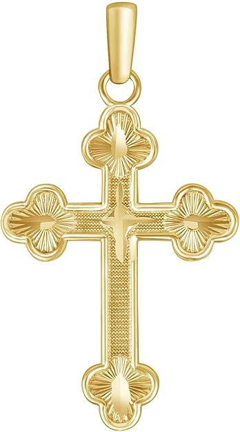 Gold Plated Diamond Cut Cross Pendant, Christian Cross Pendant For Men And Women, Gold Cross Charm, Religious Jewelry, Christian Gifts Made In USA.