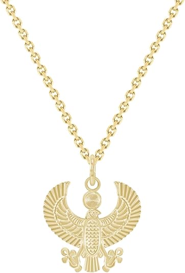 Egyptian God of Sun Necklace - Vermeil Gold Plated Sterling Silver Horus Sun Ra Egyptian Goddess - Egyptian Jewelry