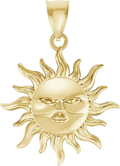 Gold Plated Sun Face Pendant Necklace  - Vermeil Sun Pendant