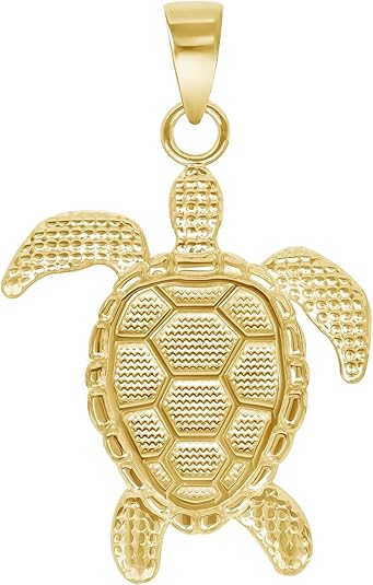 Turtle Pendant Necklace - Gold Plated Sterling Silver/ Vermeil Sea Turtle Charm Pendant Necklace