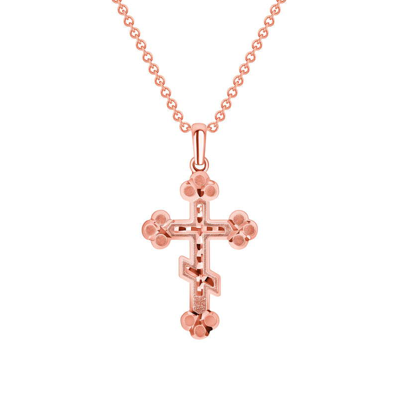 Orthodox Cross Pendant Necklace in Solid Gold (Large)