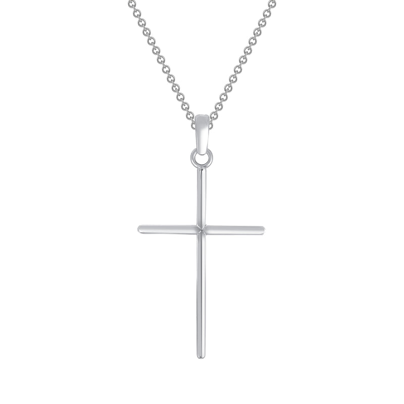 Simple Christian Cross Pendant Necklace in Sterling Silver