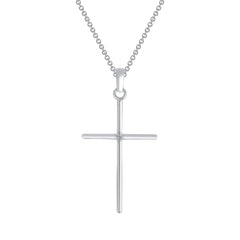 Simple Christian Cross Pendant Necklace in Solid Gold