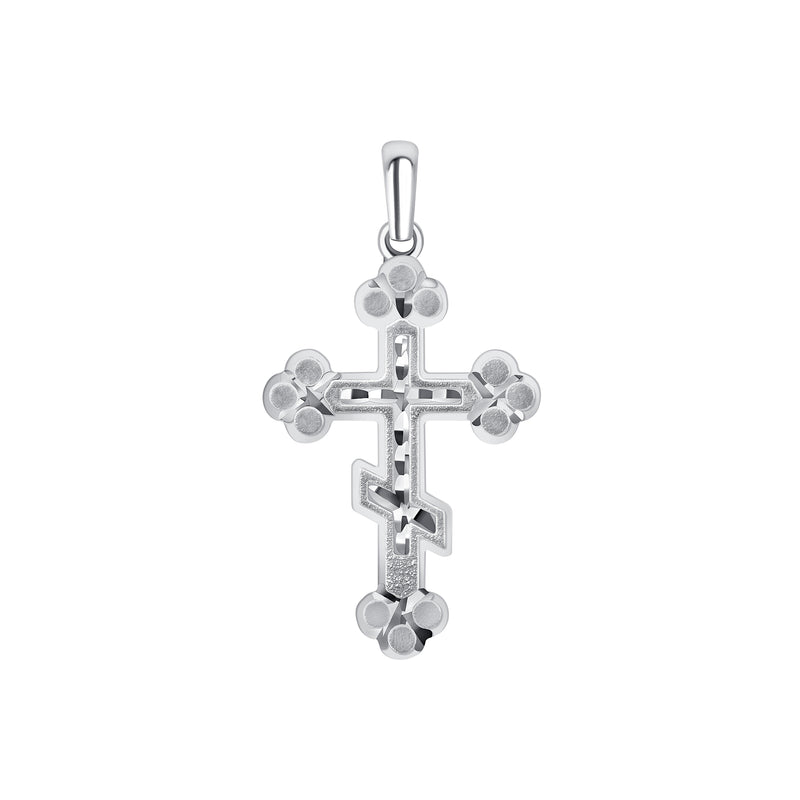 Orthodox Cross Pendant Necklace in Solid Sterling Silver (Large)