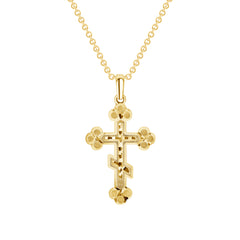 Orthodox Cross Pendant Necklace in Solid Gold (Large)