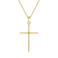 Simple Christian Cross Pendant Necklace in Solid Gold