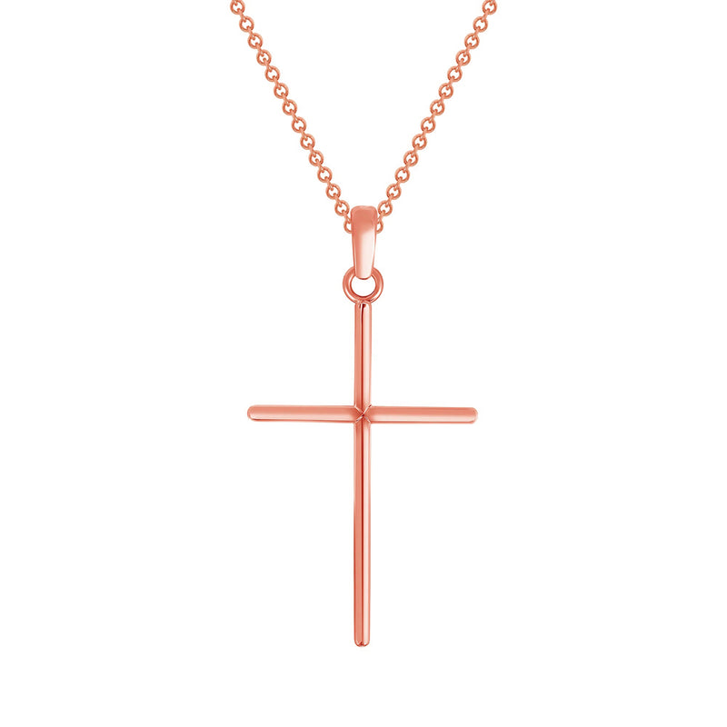 Simple Christian Cross Pendant Necklace in Solid Gold