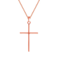 Simple Christian Cross Pendant Necklace in Solid Gold