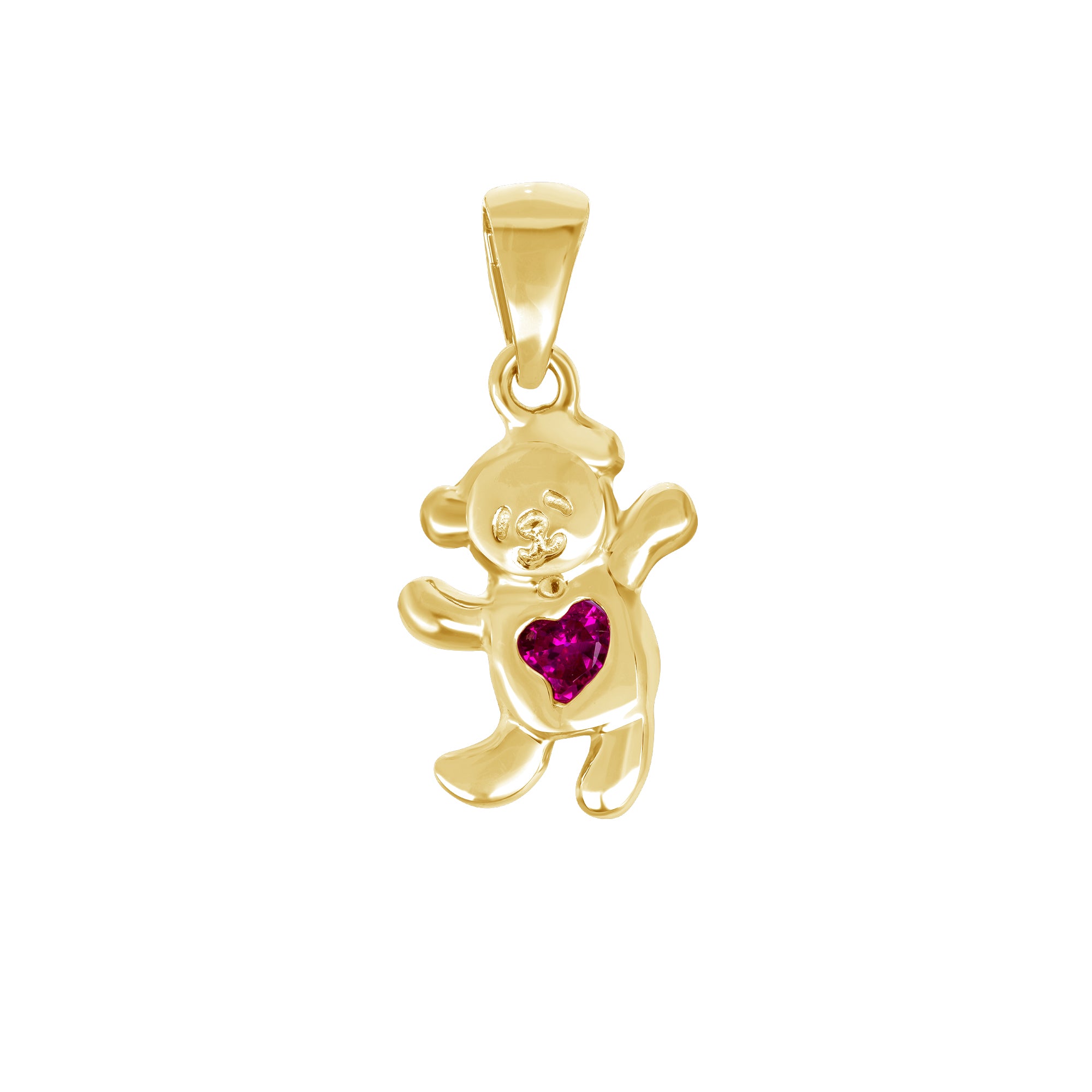 Teddy Bear Twisted Ruby Heart Shaped Pendant Necklace | Takar Jewelry