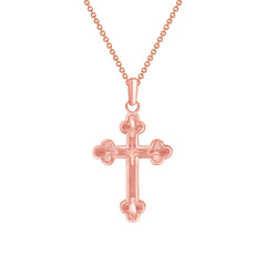 Solid Gold Diamond Cut Cross Pendant Necklace