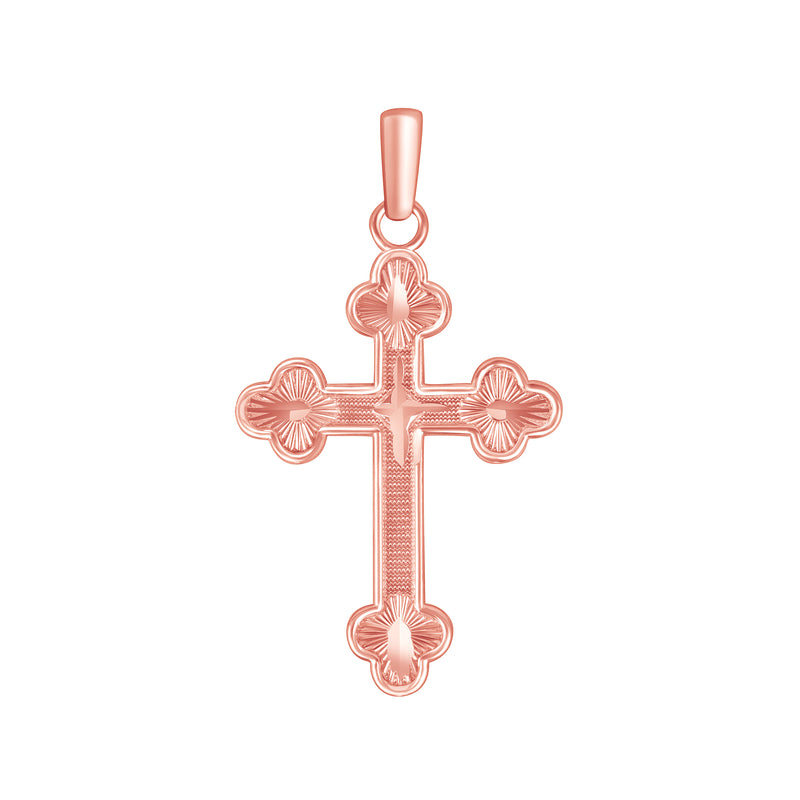 Solid Gold Diamond Cut Cross Pendant Necklace