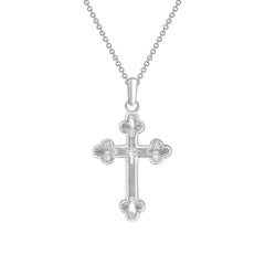 Sterling Silver Diamond Cut Cross Pendant Necklace