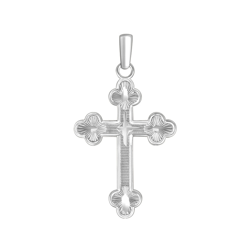 Solid Gold Diamond Cut Cross Pendant Necklace