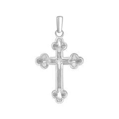 Sterling Silver Diamond Cut Cross Pendant Necklace