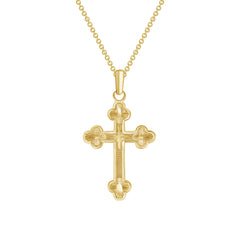 Solid Gold Diamond Cut Cross Pendant Necklace