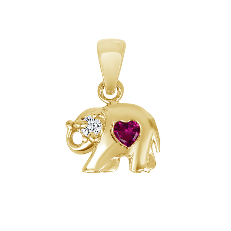 Single-Sided Elephant Pendant Necklace in Solid Gold