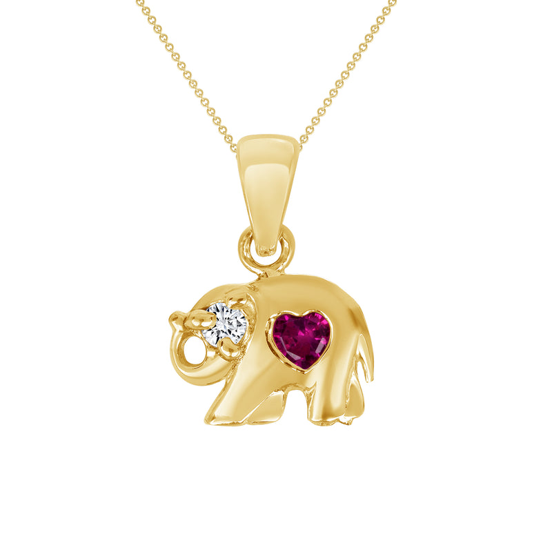 Single-Sided Elephant Pendant Necklace in Solid Gold