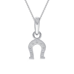Horseshoe Hope Charm Pendant Necklace in Solid Gold