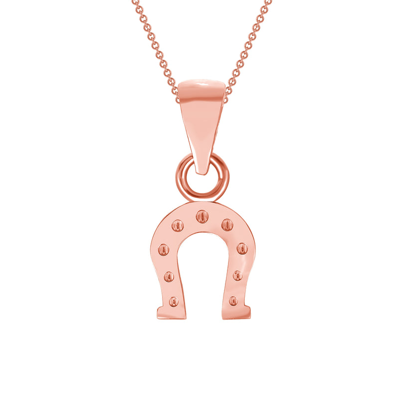 Horseshoe Charm Pendant Necklace in Solid Gold