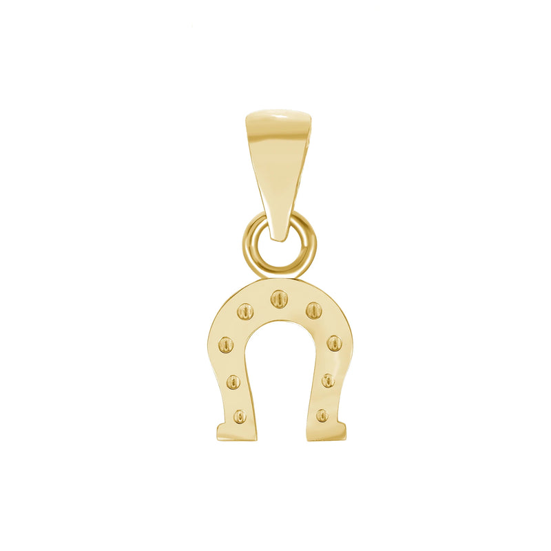 Horseshoe Charm Pendant Necklace in Solid Gold