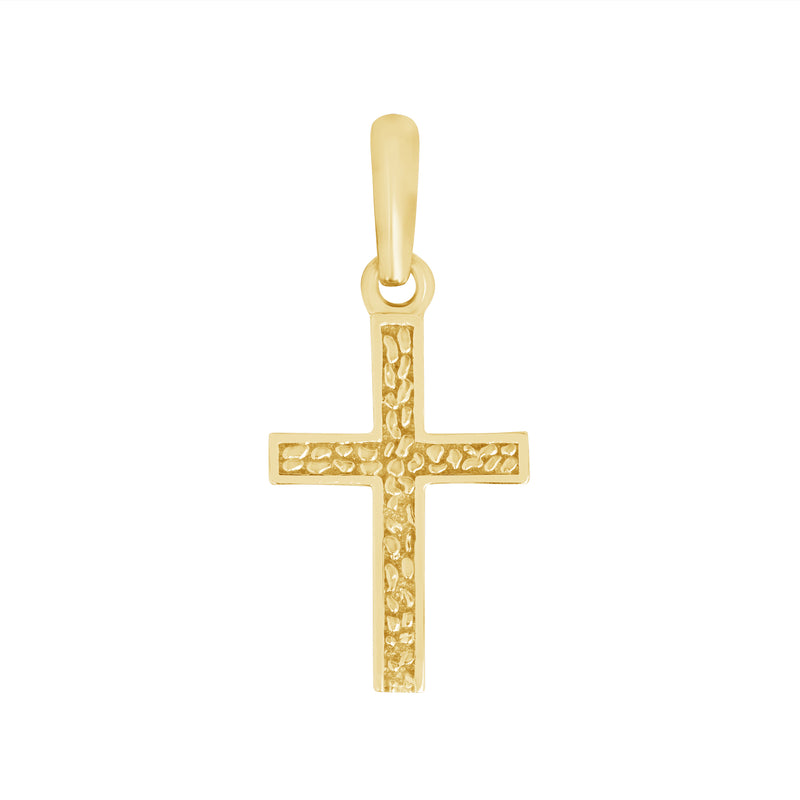 Small Nugget Cross Pendant in Solid Gold