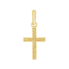 Small Nugget Cross Pendant in Solid Gold