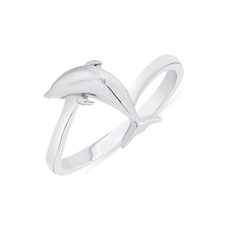 Dainty Dolphin Ring in Solid Gold