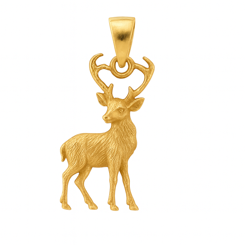 Full Deer Body Pendant – Vermeil Gold Plated 925 Sterling Silver Charm Necklace – Adjustable Chain
