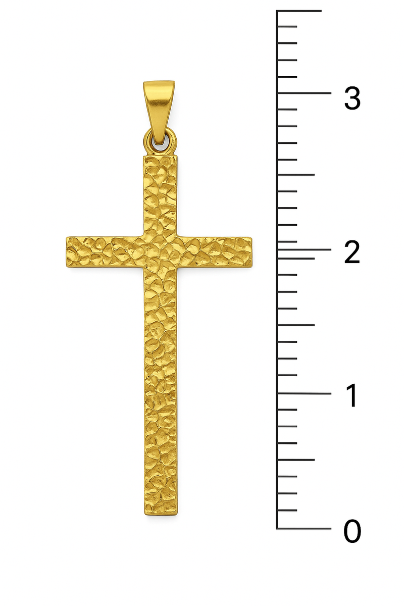 Extra Large Nugget Cross Pendant Sparkle Cut – Gold Plated Vermeil 925 Sterling Silver Cross Pendant