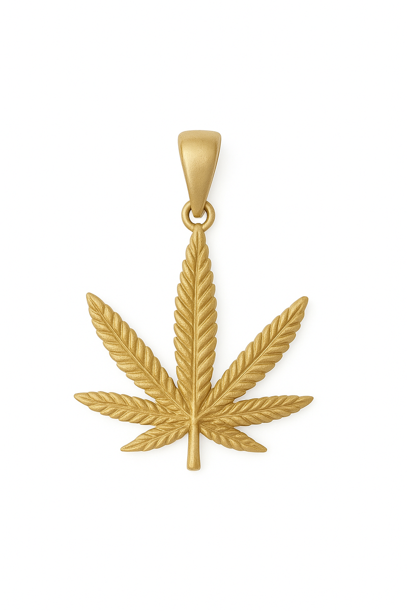 Marijuana Leaf Pendant - Gold Plated Vermeil 925 Sterling Silver Marijuana Pendant Necklace