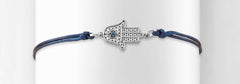 Sterling Silver Star of David Hamsa Hand Adjustable Bracelet