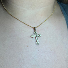 Solid Gold Diamond Cut Cross Pendant Necklace