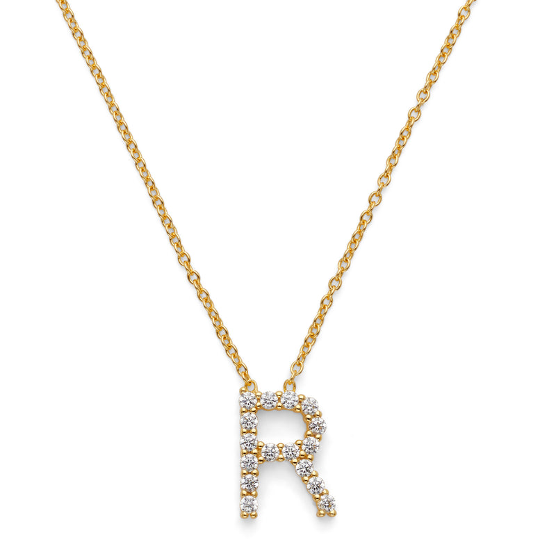 Initial Necklace 14k Gold Plated Vermeil Silver Non-Tarnish Hypoallergenic Trendy Necklace