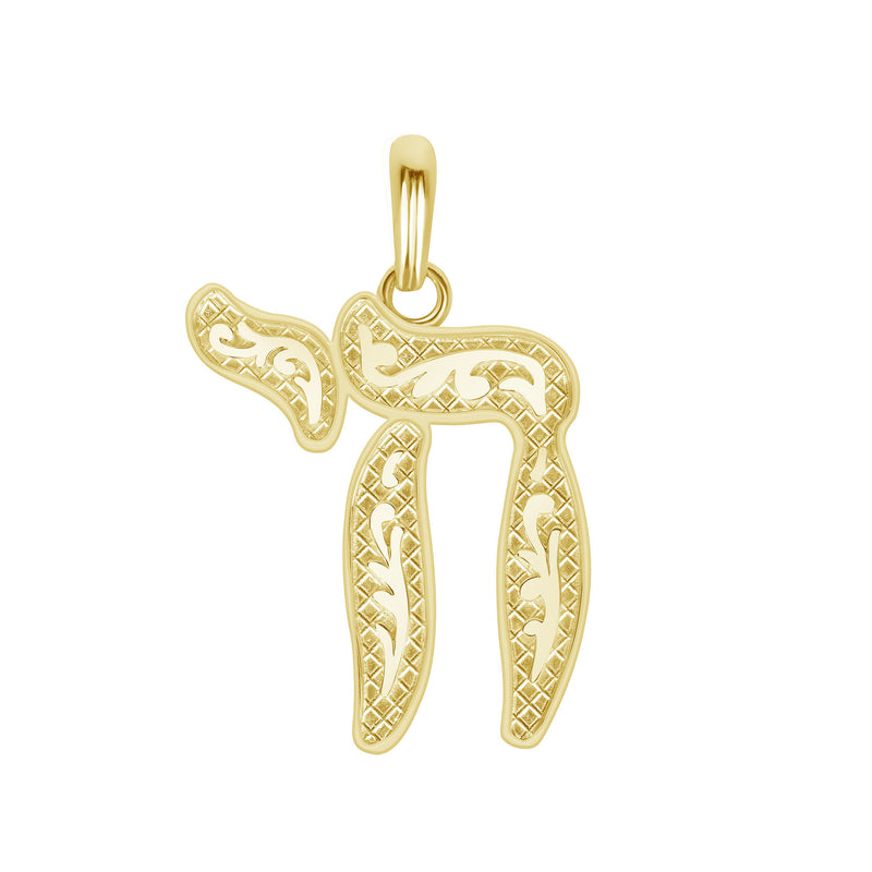 Gold Plated Jewish Chai Pendant- Hebrew Life Symbol Charm for Men and Women - Spiritual Judaica Pendant for Necklace - Religious Jewelry Gift Made in USA