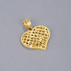 Diamond Cut Heart Pendant Necklace in Solid Gold