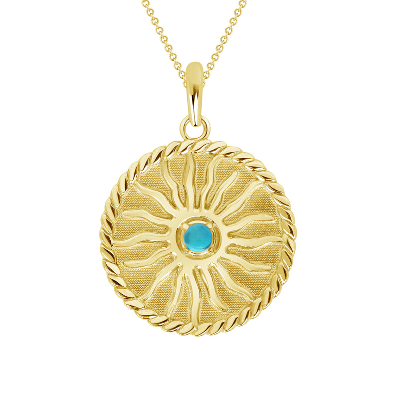 Turquoise Sun Round Pendant Necklace