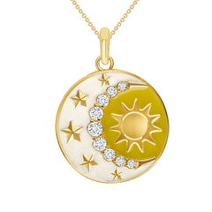 Day and Night White Enamel Pendant Necklace