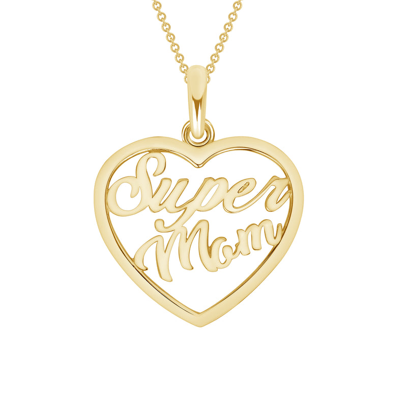 Super Mom Open Heart Pendant Necklace