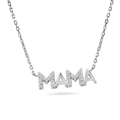 CZ Studded MAMA Pendant Necklace