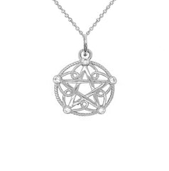 CZ Pentagram Rope Pendant Necklace