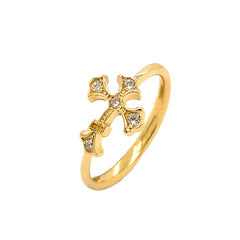 Diamond Eastern Orthodox Cross Ring in Solid Gold