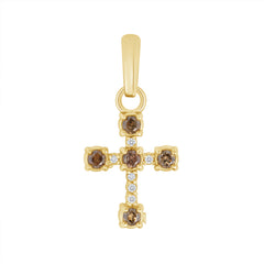 Dainty Peridot Diamond Cross in Solid Gold