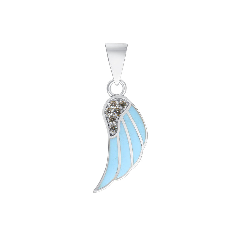 Blue Enamel Wing Pendant Necklace