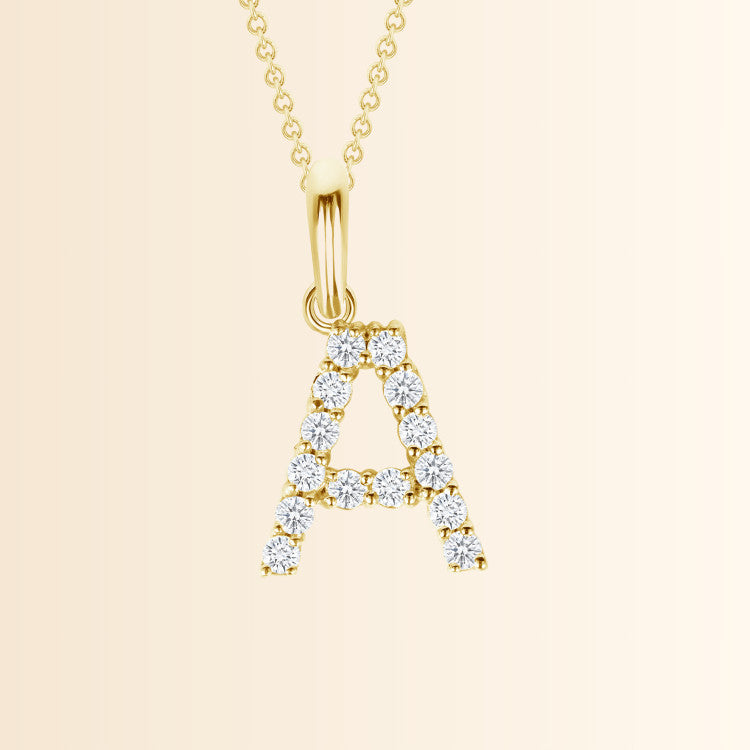 Initial Lab Grown Diamond Pendant Necklace in Solid Gold
